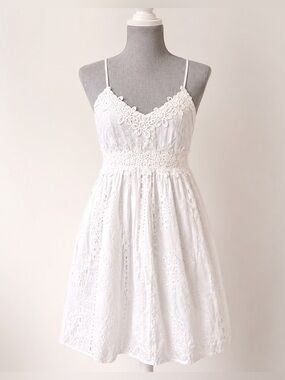 Rebellion White Eyelet Lace Fit & Flare Summer Dress